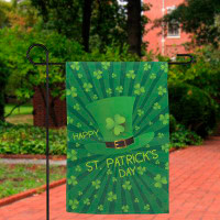 Northlight Seasonal Leprechaun Hat "Happy St. Patrick's Day" Shamrocks Outdoor Garden Flag 18" X 12.5"
