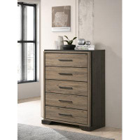 Millwood Pines Quinata 5 Drawer 37.6'' W Chest in Brown and Light Taupe