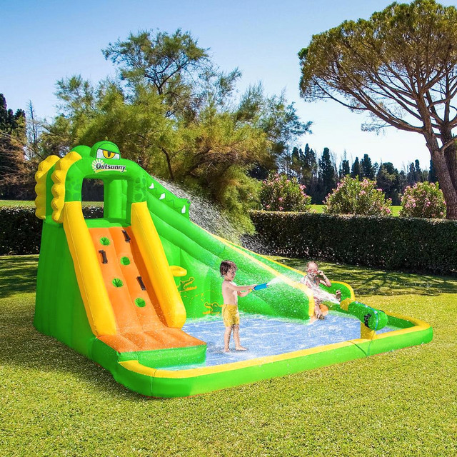INFLATABLE WATER SLIDES, 6 IN 1 CROCODILE LARGE BOUNCY HOUSE FOR KIDS BACKYARD in Toys & Games - Image 3