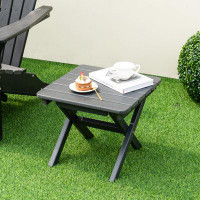 Ebern Designs Ebern Designs Outdoor Folding Side Table Weather-resistant Hdpe Adirondack Table Black