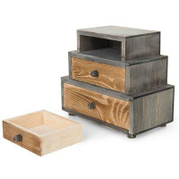 Gracie Oaks Manel 3 Tier Wood Desk Organizer Box
