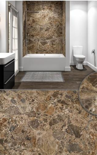 Breccia Paradiso Shower Wall Surround 5mm - 6 Kit Sizes available ( 35 Colors and Styles Available ) **Includes Delivery in Plumbing, Sinks, Toilets & Showers