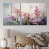 Winston Porter Plants Romantic Impression I - Floral Canvas Wall Art - 5 Equal Panels