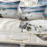 Made in Canada - East Urban Home Pier Seascape Magic Sunrise with Old Wooden Pier Lumbar Pillow