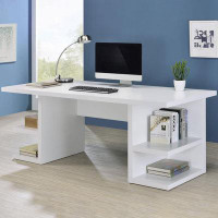 Latitude Run® Writing Desk White with Open Shelves
