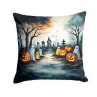 The Holiday Aisle® Ghosts Spooky Halloween Fabric Decorative Pillow
