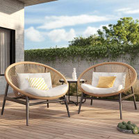 Ebern Designs All-steel Detachable Wicker Weave Sofa Conversation Set
