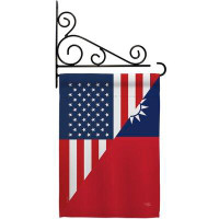 Breeze Decor US Taiwan Friendship - Impressions Decorative Metal Fansy Wall Bracket Garden Flag Set GS108439-BO-03