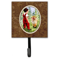 Caroline's Treasures Little Boy with His Golden Retriever Leash Holder and Wall Hook