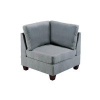Ebern Designs Gladyne 32 Inch Modular Corner Sofa Chair, Soft Gray Chenille, Solid Wood