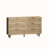 Bay Isle Home™ 51.18"6-Drawers Rattan Storage Cabinet Rattan Drawer,For Bedroom,Living Room,Natural