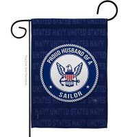 Breeze Decor Proud Husband Sailor Garden Flag Navy Armed Forces 13 X18.5 Inches Double-Sided Decorative House Decoration