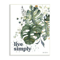 Stupell Industries Live Simply Text Lush Green Monstera Plant Leaves By Valerie Wieners