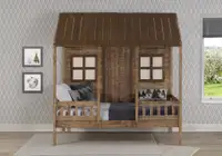 Donco Kids - Front Porch Rustic Driftwood Twin Low Loft Bed  1899-TRD (Dual Underbed Drawers or Twin Trundle Available)