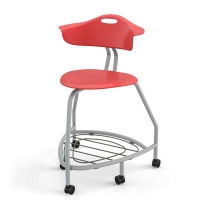Haskell Education 360 Stool With Back, Bookbag Rack, 24"H, Hard Wheel Casters