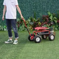 Garden Scooter 38.5" x 17.75" x 34.25" Red, Black