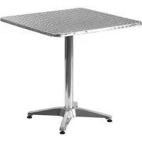 Orren Ellis Table carrée d'extérieur d'intérieur en aluminium avec base