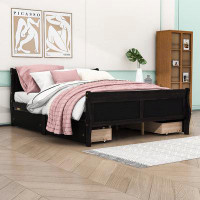 Red Barrel Studio Maebelle Queen Size Wood Platform Bed with 4 Drawers and Headboard,Footboard
