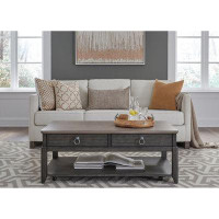 Red Barrel Studio Grey Rectangular Wood Coffee Table With Drawers