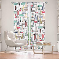East Urban Home Lined Window Curtains 2-panel Set for Window Size by Metka Hiti - Sailboats
