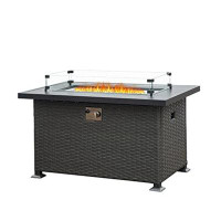 Latitude Run® Burroway 24.49" H x 43.38" W Stainless Steel Propane Outdoor Fire Pit Table with Lid