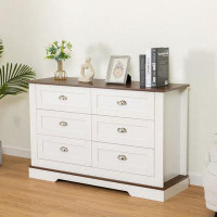 Winston Porter Drawer Dresser Chest With Silver Shell Metal Pulls