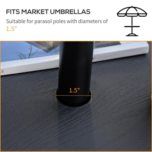 Umbrella Table 19.7" x 2.4"H Black in Patio & Garden Furniture - Image 4