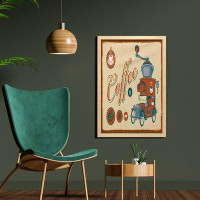 East Urban Home Ambesonne Retro Wall Art With Frame, Commercial Design Of Vintage Truck With Coffee Grinder Old Fashione
