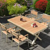 Hokku Designs Patio Dining Set,Aluminum Frame,Wood-Plastic Composites Table Top