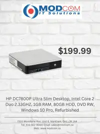 Desktop PC @ LOWEST PRICE!!! HP DC7800P Ultra Slim Desktop, Intel Core 2 Duo 2.33GHZ, 1GB RAM, 80GB HDD, Windows 10 Pro