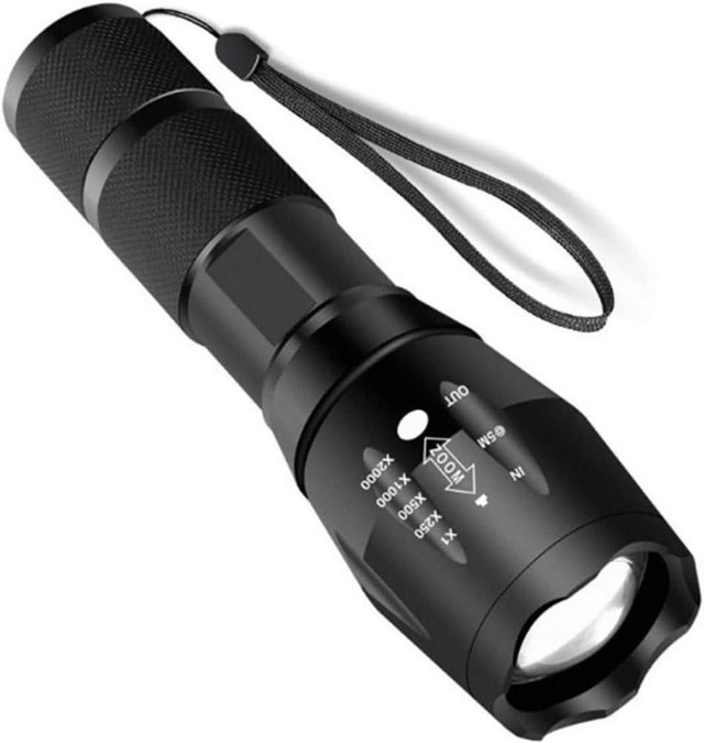 SUPER BRIGHT RECHARGEABLE TACTICAL FLASHLIGHT -- Complete with Rechargeable Batteries! in Fishing, Camping & Outdoors