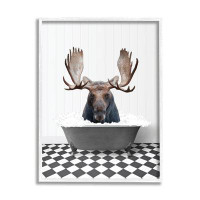 Trinx Trinx Moose In Vintage Bath Framed Giclee Art Design By Lettered And Lined