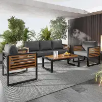 Hokku Designs Large Size 4-Pieces Outdoor Furniture Sofa For 5 Person Conversation Set