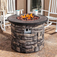 Darby Home Co Provencher 35" W x 25" H Reinforced Concrete Propane Outdoor Fire Pit Table