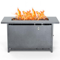 Latitude Run® Kewaun 24" H x 42" W Steel Propane Outdoor Fire Pit Table with Lid