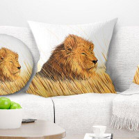 East Urban Home Animal Lion Watching the Surroundings Pillow