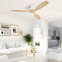 Wrought Studio 52 Inch Indoor 3 Solid Wood Blade Ceiling Fan Noiseless Reversible DC Motor Remote Control