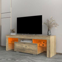 Latitude Run® TV Stand With LED Lights, Modern TV Console Cabinet With 1 Drawer And 2 Open Shelves For Maximum 55" TV, W