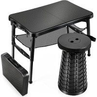 CG INTERNATIONAL TRADING Retractable Folding Table And Stool Set,Portable Camping Foldable Table Lightweight Yet More St
