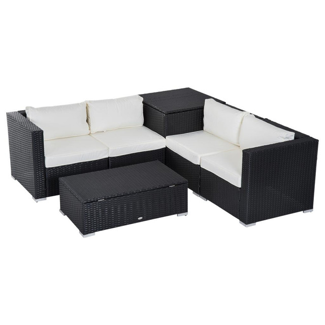 Rattan Sofa Set 27.5" x 27.5" x 26" Black in Patio & Garden Furniture - Image 2