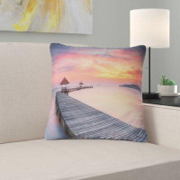 Made in Canada - East Urban Home Pier Seascape Stylish Wooden Bridge and Beach Sky Pillow