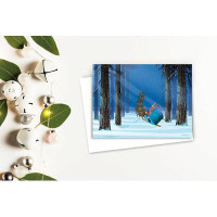 The Holiday Aisle® The Holiday Aisle® - 18 Santa Flying Through the Forest Holiday Cards & Envelopes, USA Made