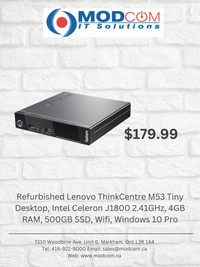 PC SALE!!! Lenovo ThinkCentre M53 Tiny Desktop, Intel Celeron J1800 2.41GHz, 4GB RAM, 500GB SSD, Wifi, Windows 10 Pro