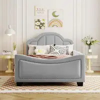 House of Hampton Full Size Upholstered Daybed With Cloud Shaped Headboard, Embedded Elegant Copper Nail Design