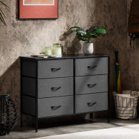 ChocoPlanet Dresser For Bedroom 6 Drawers Wide Fabric Storage Units Chest Of Drawers For Bedroom And Wooden Top For TV