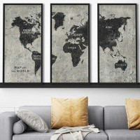 Picture Perfect International "Grunge World Map" 3 Piece Print On Floating Canvas