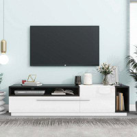 Ebern Designs Two-tone Design TV Stand with Silver Handles, UV High-Gloss Media Console for TVs Up to 70"