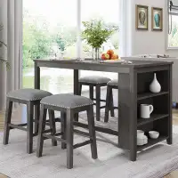 Red Barrel Studio 5 Pieces Counter Height Rustic Farmhouse Dining Roomen Bar Table Set With 4 Stools