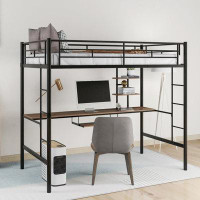Mason & Marbles Loft Bed With Desk And Shelf , Space Saving Design,Twin