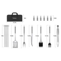 GATESUER 21 PCS BBQ Grill Set With 4-In-1 Spatula, Stainless-Steel Skewers, Steel Wire Cleaning Brush, Grilling Tongs, A